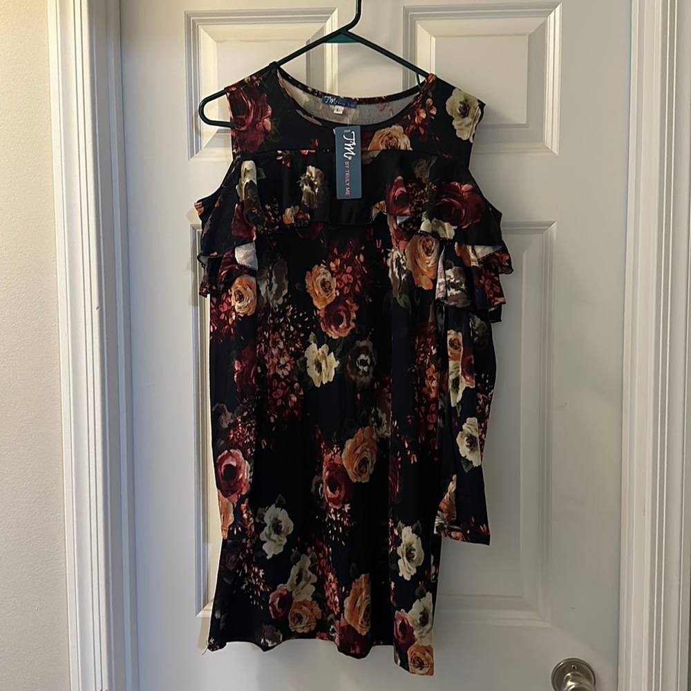 Floral open shoulder dress